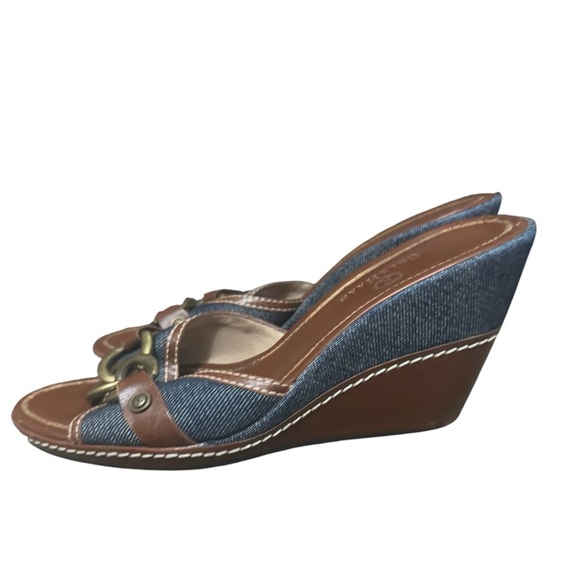 Cole Haan denim chain wedge sandal. 90’s Y2K Britney Spears Paris Hilton vintage - Picture 6 of 13